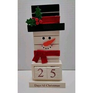 Snowman Christmas Countdown Block Set – Rustic Wooden Calendar